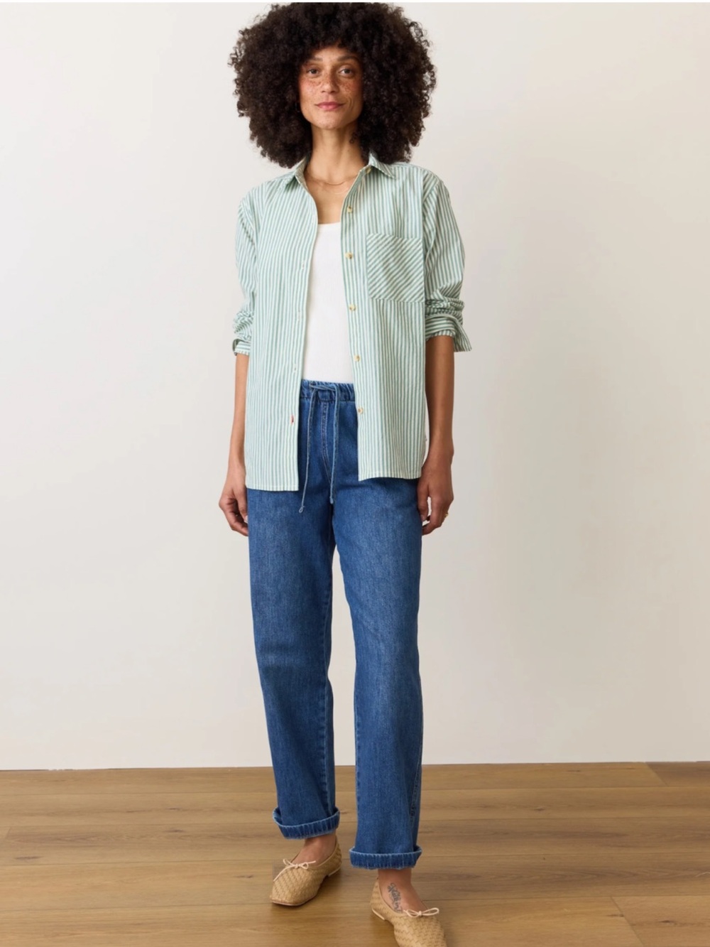 Marine Layer Pull On Drawstring Denim Pants L